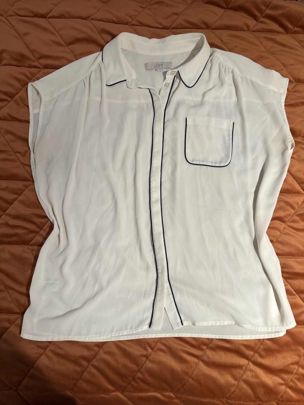 Loft White Sleeveless Blouse